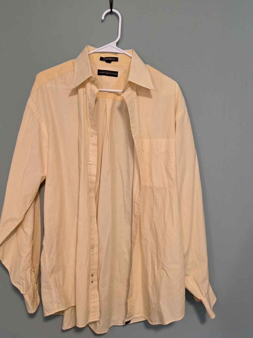 Tommy Hilfiger Yellow Pinstripe Long-Sleeve Dress Shirt